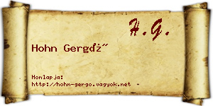 Hohn Gergő névjegykártya